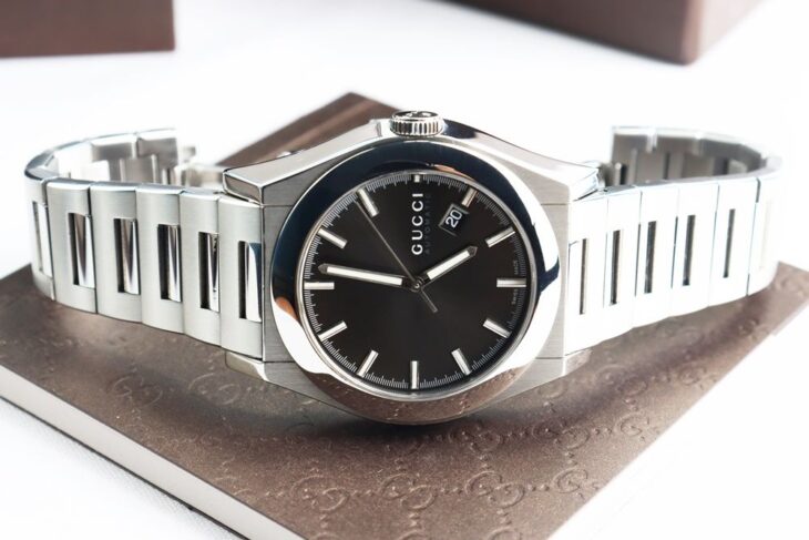 Đồng Hồ Nam : Gucci Pantheon Automatic dây thép, Thiết kế lộ máy – Size 43mm Fullbox…