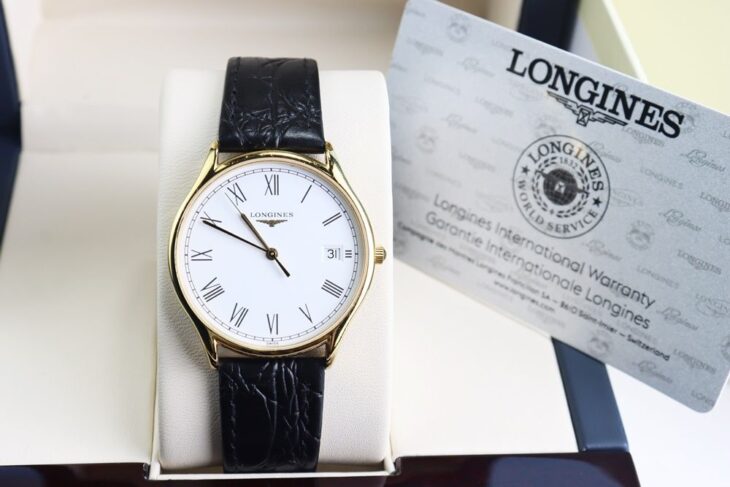 ĐH Nam : Longines Lyre dây da Demi Vàng, mặt trắng, cọc số giờ La Mã siêu đẹp, Fullbox..