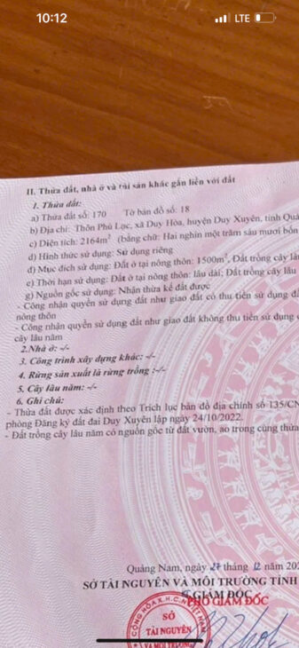 Cần Bán 2164m2 Đất Tại Thôn Phú Lạc, Xã Duy Hòa, Huyện Duy Xuyên, Quảng Nam