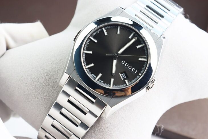 Đồng Hồ Nam : Gucci Pantheon Automatic dây thép, Thiết kế lộ máy – Size 43mm Fullbox…