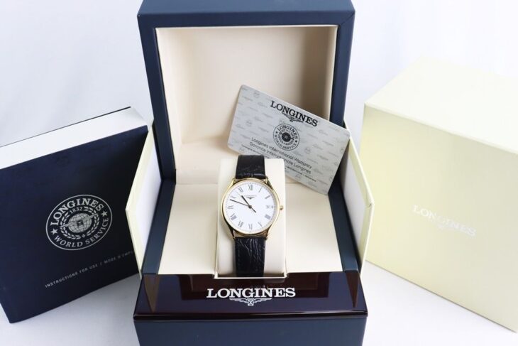 ĐH Nam : Longines Lyre dây da Demi Vàng, mặt trắng, cọc số giờ La Mã siêu đẹp, Fullbox..