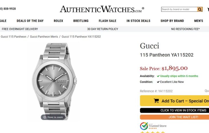 Đồng Hồ Nam : Gucci Pantheon Automatic dây thép, Thiết kế lộ máy – Size 43mm Fullbox…