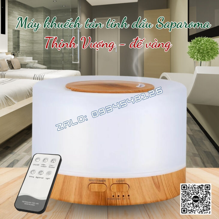 MÁY XÔNG TINH DẦU CAO CẤP SAPAROMA, PHUN SƯƠNG, THƠM PHÒNG, THƯ GIÃN, HỖ TRỢ KHỬ MÙI, XUA ĐUỔI MUỖI