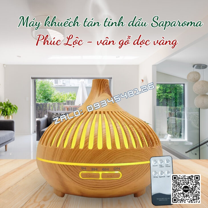 MÁY XÔNG TINH DẦU PHUN SƯƠNG SAPAROMA 550ml, THƠM PHÒNG, THƯ GIÃN, HỖ TRỢ KHỬ MÙI, XUA ĐUỔI MUỖI