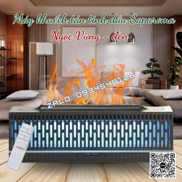 MÁY XÔNG TINH DẦU SAPAROMA, HIỆU ỨNG LỬA, THƠM PHÒNG, THƯ GIÃN, HỖ TRỢ KHỬ MÙI, XUA ĐUỔI MUỖI