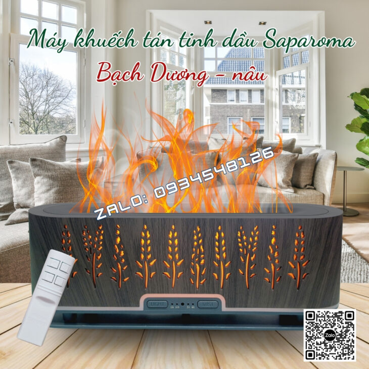 MÁY XÔNG TINH DẦU SAPAROMA, HIỆU ỨNG LỬA, THƠM PHÒNG, THƯ GIÃN, HỖ TRỢ KHỬ MÙI, XUA ĐUỔI MUỖI