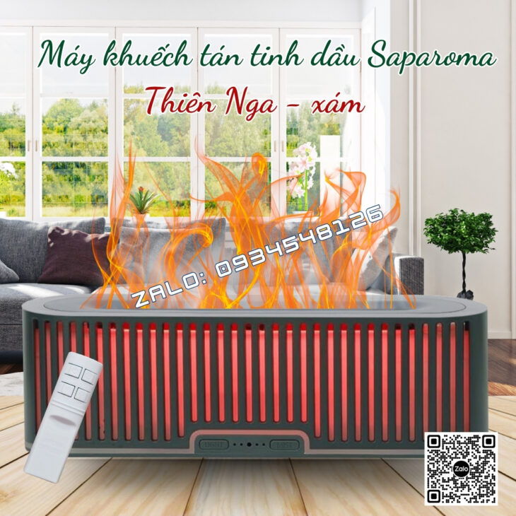 MÁY XÔNG TINH DẦU SAPAROMA, HIỆU ỨNG LỬA, THƠM PHÒNG, THƯ GIÃN, HỖ TRỢ KHỬ MÙI, XUA ĐUỔI MUỖI