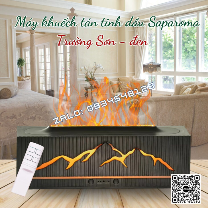 MÁY XÔNG TINH DẦU SAPAROMA, HIỆU ỨNG LỬA, THƠM PHÒNG, THƯ GIÃN, HỖ TRỢ KHỬ MÙI, XUA ĐUỔI MUỖI