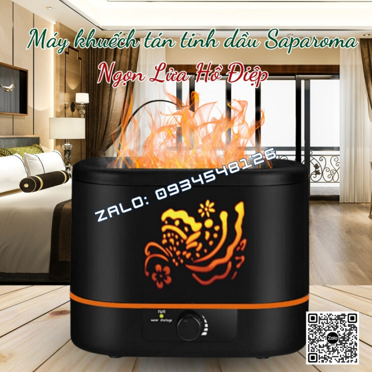 MÁY XÔNG TINH DẦU SAPAROMA, HIỆU ỨNG LỬA, THƠM PHÒNG, THƯ GIÃN, HỖ TRỢ KHỬ MÙI, XUA ĐUỔI MUỖI