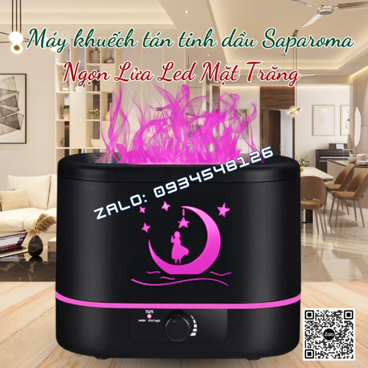 MÁY XÔNG TINH DẦU SAPAROMA, HIỆU ỨNG LỬA, THƠM PHÒNG, THƯ GIÃN, HỖ TRỢ KHỬ MÙI, XUA ĐUỔI MUỖI
