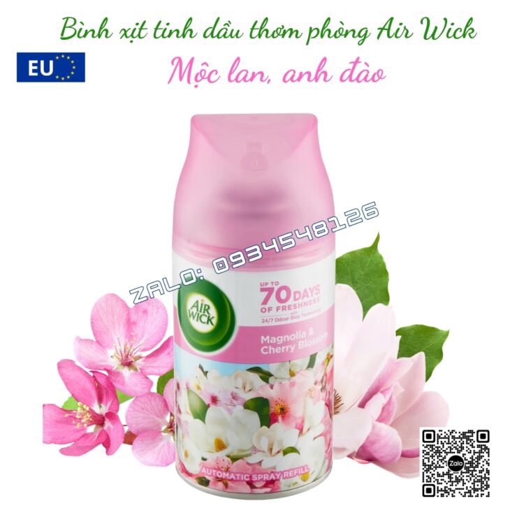 BÌNH XỊT TINH DẦU THƠM PHÒNG AIR WICK 250ml, TINH DẦU THIÊN NHIÊN, HỖ TRỢ KHỬ MÙI, NHẬP KHẨU CHÂU ÂU