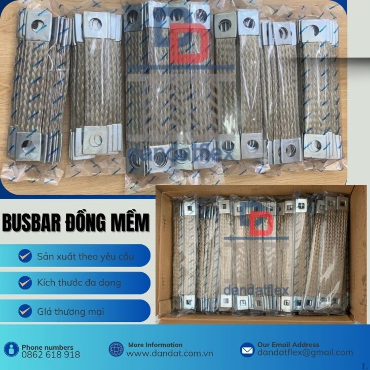 Dây tiếp địa thang máng cáp, Khớp nối mềm busway, Dây đồng bện mạ thiếc, Flexible Busbar