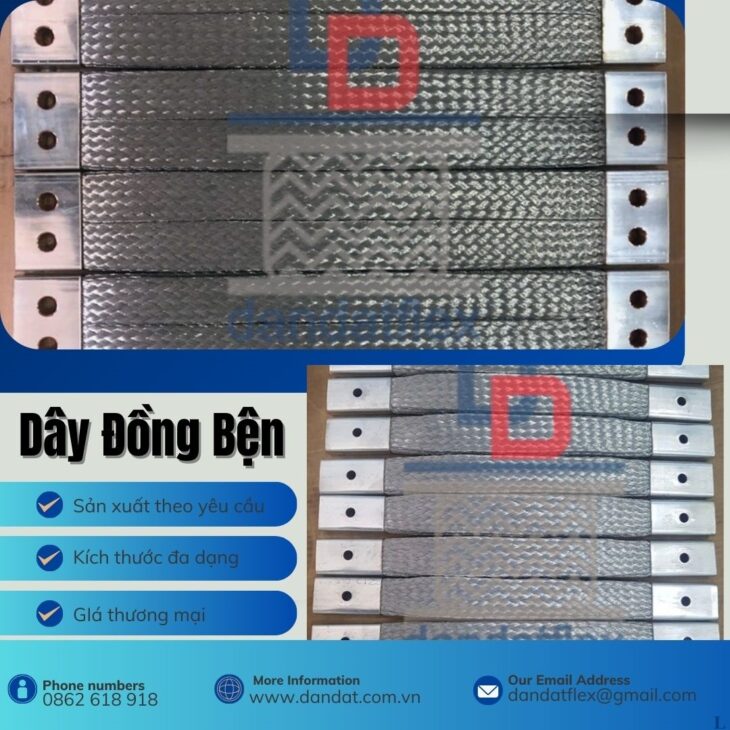 Dây tiếp địa thang máng cáp, Khớp nối mềm busway, Dây đồng bện mạ thiếc, Flexible Busbar