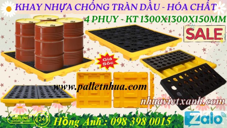 Pallet Nhựa Chống Tràn Dầu 4 Phuy