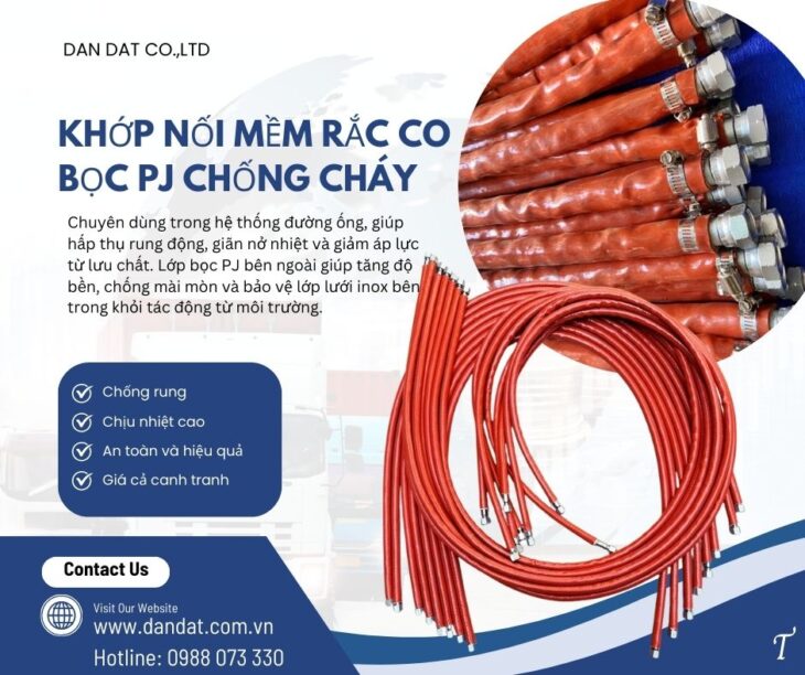 Khớp nối mềm chống rung, khớp nối chống rung nối ren, khớp nối mềm nối bích chịu nhiệt