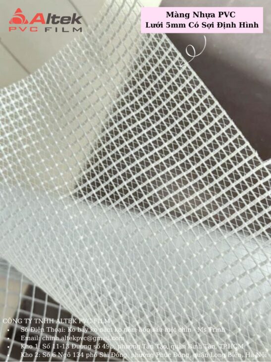 Giá bán sỉ màng nhựa pvc lưới 5mm có sợi định hình
