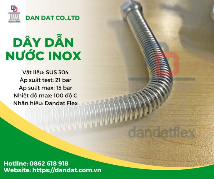 Dây cấp nước inox Dân Đạt – Chống gập, chống rò rỉ, bảo hành uy tín – Dây mềm cấp nước thép không gỉ
