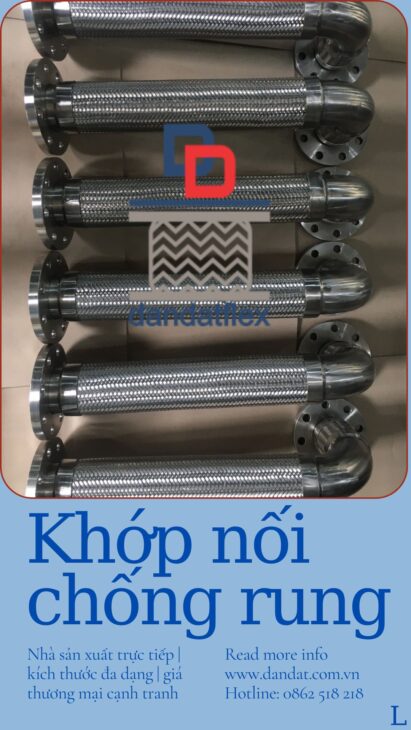 Khớp Nối Mềm Inox PN16, Khớp Nối Mềm Inox 304, Khớp Nối Mềm Bọc Lưới Inox, khop noi mem inox