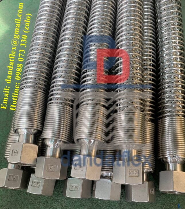 Ống nối mềm inox, khopnoimem, khớp nối mềm nối ren, dây mềm inox chịu nhiệt, ống mềm inox SUS304