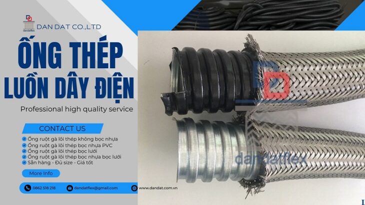 Ống ruột gà lõi thép, ống thép luồn dây điện, ruột gà bọc inox chống cháy, ống ruột gà DN20