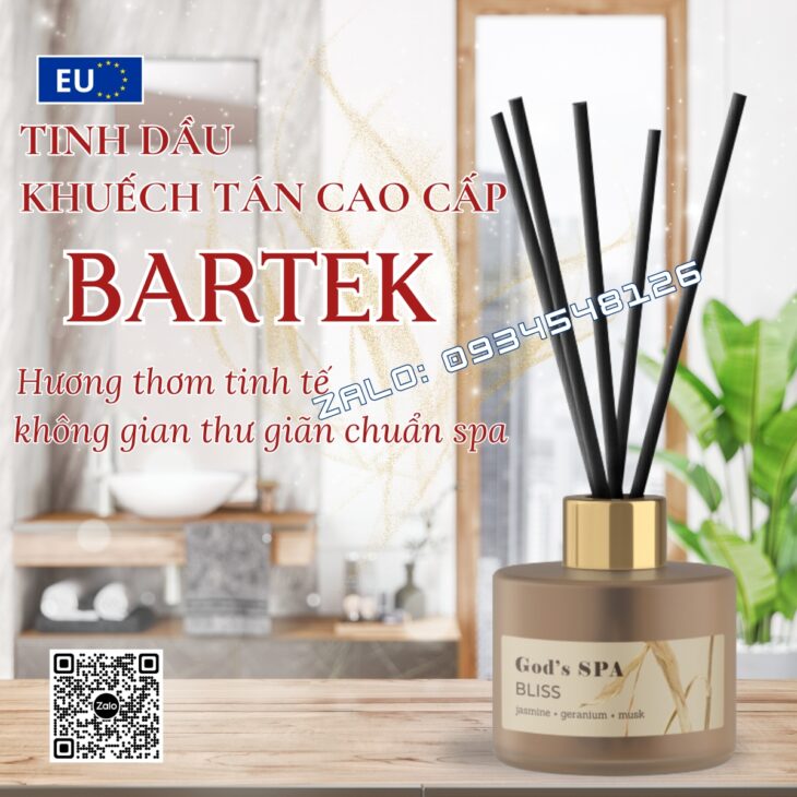 TINH DẦU TÁN HƯƠNG QUE MÂY BARTEK 100ml, TINH DẦU NƯỚC HOA THƠM PHÒNG, KHỬ MÙI, NHẬP KHẨU CHÍNH HÃNG