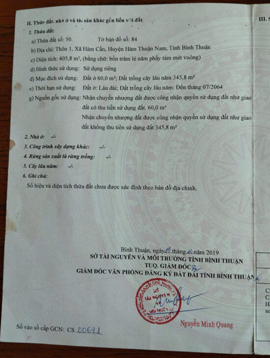 MÌNH CẦN BÁN ĐẤT ĐẸP TẠI X.HÀM CẦN- H.HÀM THUẬN NAM-BÌNH THUẬN