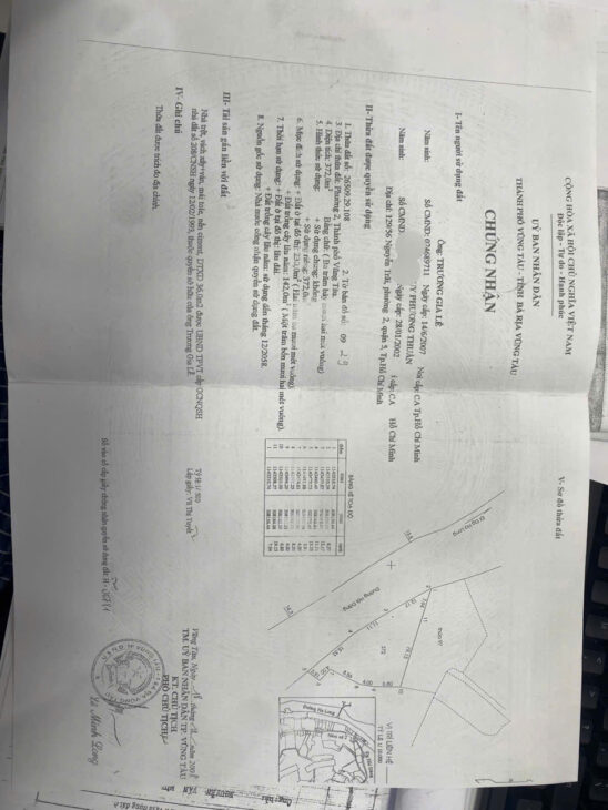 BÁN ĐẤT MẶT TIỀN BÃI TRƯỚC Ở PHƯỜNG 2-TP VŨNG TÀU-BÀ RỊA VŨNG TÀU