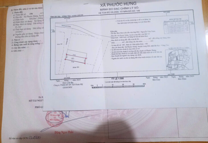 CHÍNH CHỦ CẦN BÁN ĐẤT TẠI XÃ PHƯỚC HƯNG, HUYỆN LONG ĐIỀN, BÀ RỊA – VŨNG TÀU