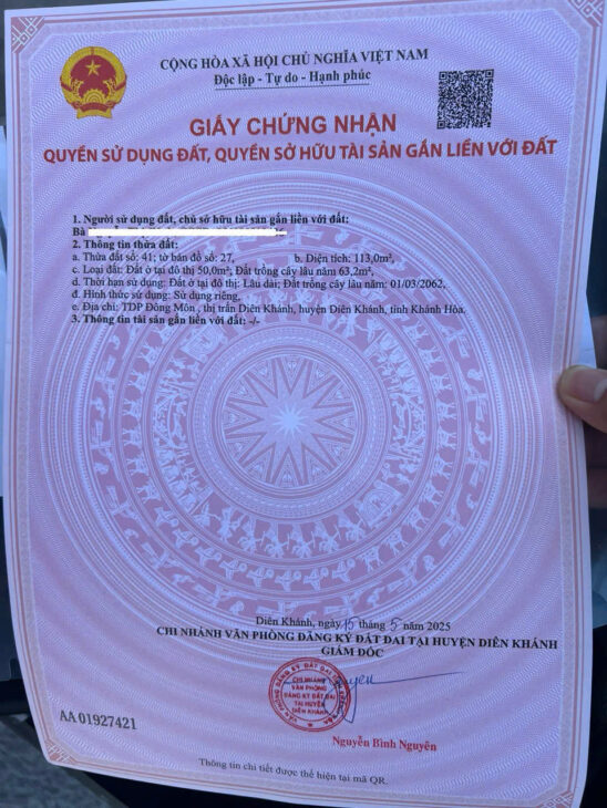 ⚡️Chủ Cần Bán Lô Thị Trấn Diên Khánh – Mặt đường nhựa Phan Chu Trinh giáp Ranh ( KĐT Nam Sông