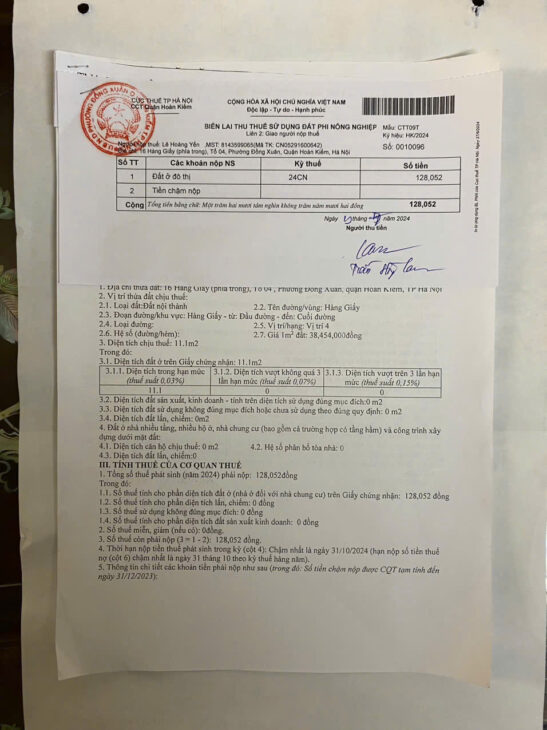 CHÍNH CHỦ CẦN BÁN NHÀ PHỐ HÀNG GIẤY – QUẬN HOÀN KIẾM – HÀ NỘI