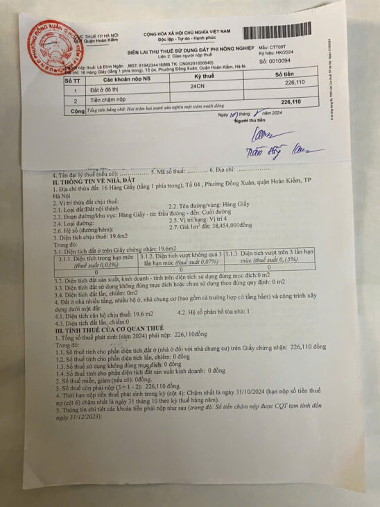 CHÍNH CHỦ CẦN BÁN NHÀ PHỐ HÀNG GIẤY – QUẬN HOÀN KIẾM – HÀ NỘI