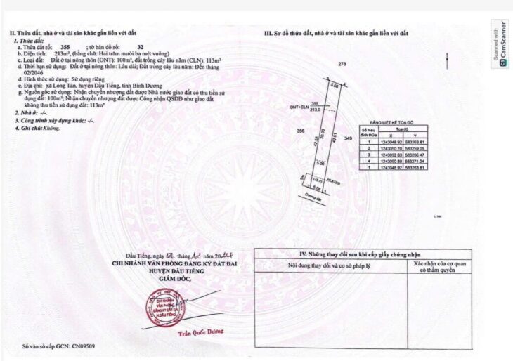 Bán đất sát KCN Long Tân, Bình Dương, 620 triệu, 212.3m2, đường nhựa dân cư hiện hữu