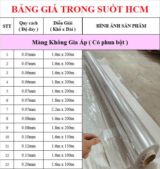 Công ty sản xuất màng nhựa pvc dẻo trong suốt giá tốt