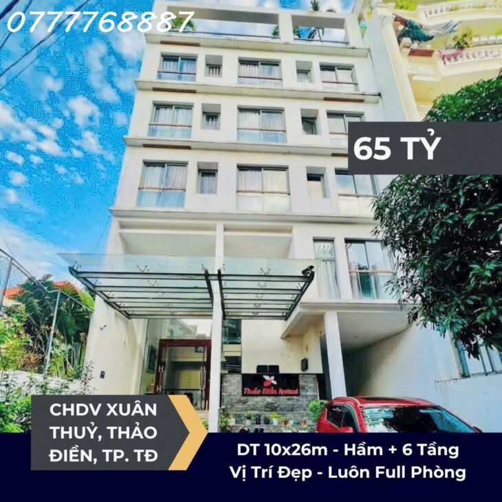 Tòa CHDV 260m2 đất hầm 6 tầng Thảo Điền Quận 2 – cho thuê 200tr/ tháng