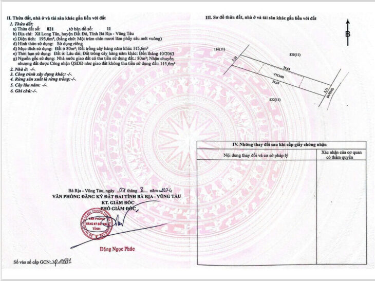 ????BÁN ĐẤT LONG TÂN–SỔ RIÊNG–GIÁ 510 TRIỆU MỀM –TIỀM NĂNG CAO????