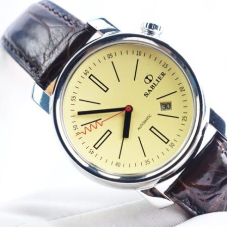 Đồng Hồ Nam Sablier Automatic dây da – 3 kim mặt vàng núm xéo – Like New Fullbox…