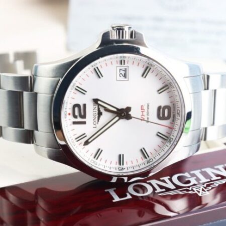 ĐH Nam : Longines Conquest Dây Thép – Lịch Vạn Niên – Size 41mm, Full hộp + thẻ BH….