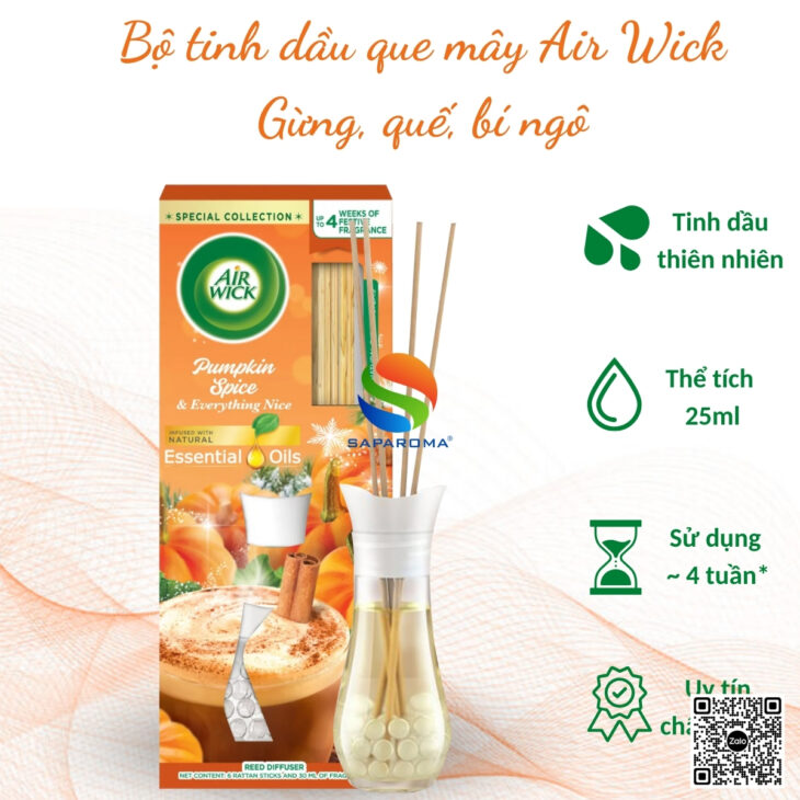 Tinh dầu khuếch tán que mây Air Wick 25ml, thơm phòng, thư giãn, nhập khẩu chính hãng Châu Âu