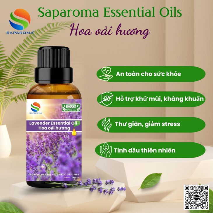 Tinh dầu thiên nhiên cao cấp SAPAROMA , hỗ trợ khử mùi, thư giãn, giúp ngủ ngon, đuỗi muỗi hiệu quả