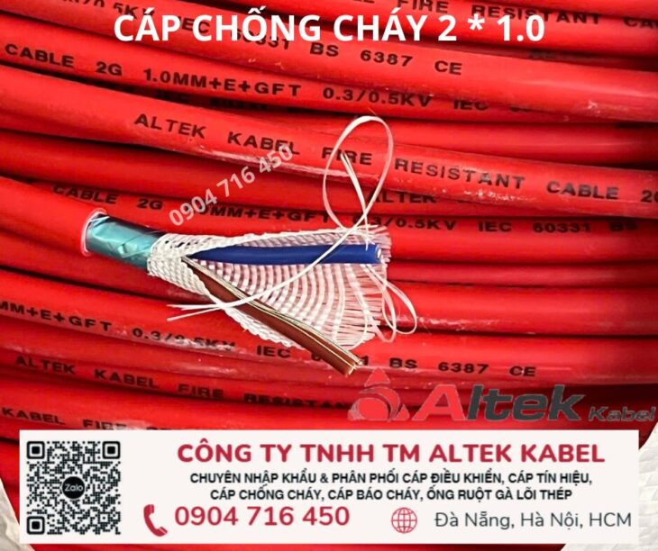 Cáp nguồn, tín hiệu báo cháy, chống cháy 2×1.0 Altek Kabel