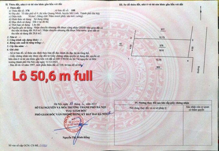 HÀNG MỚI F0-50M FULL TC TỔ 10 TT QUANG MINH,GIÁ ĐẦU TƯ,VỊ TRÍ ĐẸP