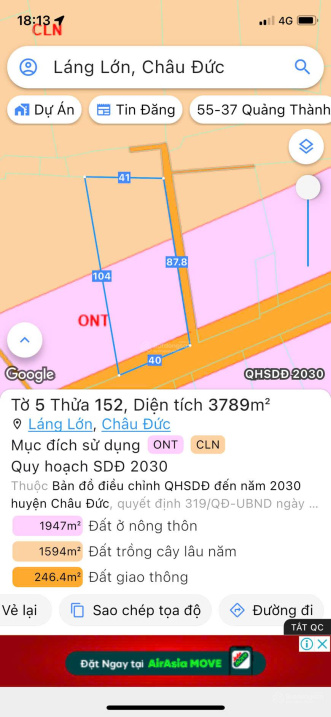 🔥 ĐẤT 2 MẶT TIỀN – GẦN KCN BẮC CHÂU ĐỨC – 3.789M² – ĐÃ CÓ THỔ CƯ – GIÁ CHỈ HƠN 3 TRIỆU/M² – CƠ HỘI