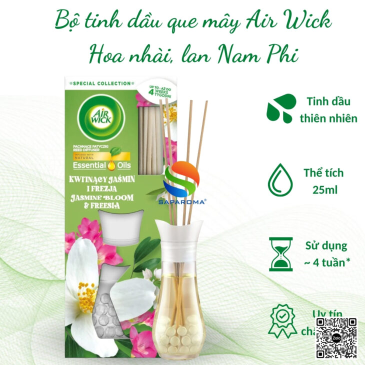 Tinh dầu khuếch tán que mây Air Wick 25ml, thơm phòng, thư giãn, nhập khẩu chính hãng Châu Âu