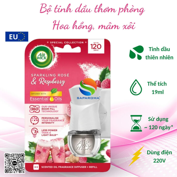 Bộ tinh dầu thơm phòng Air Wick 19ml, hỗ trợ khử mùi, thư giãn, giảm stress, nhập khẩu chính hãng