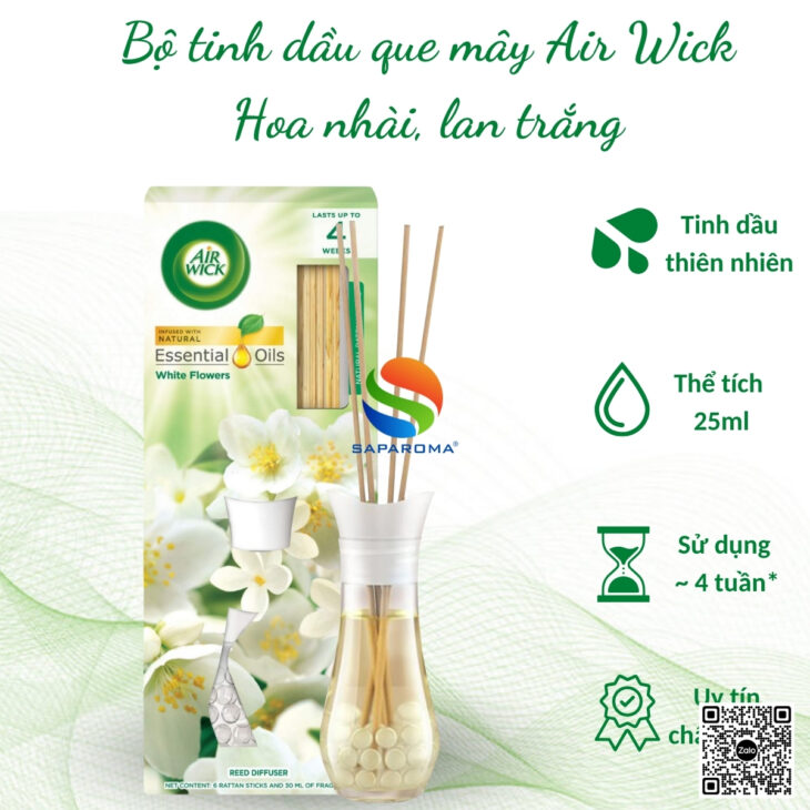 Tinh dầu khuếch tán que mây Air Wick 25ml, thơm phòng, thư giãn, nhập khẩu chính hãng Châu Âu