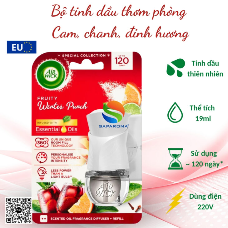 Bộ tinh dầu thơm phòng Air Wick 19ml, hỗ trợ khử mùi, thư giãn, giảm stress, nhập khẩu chính hãng