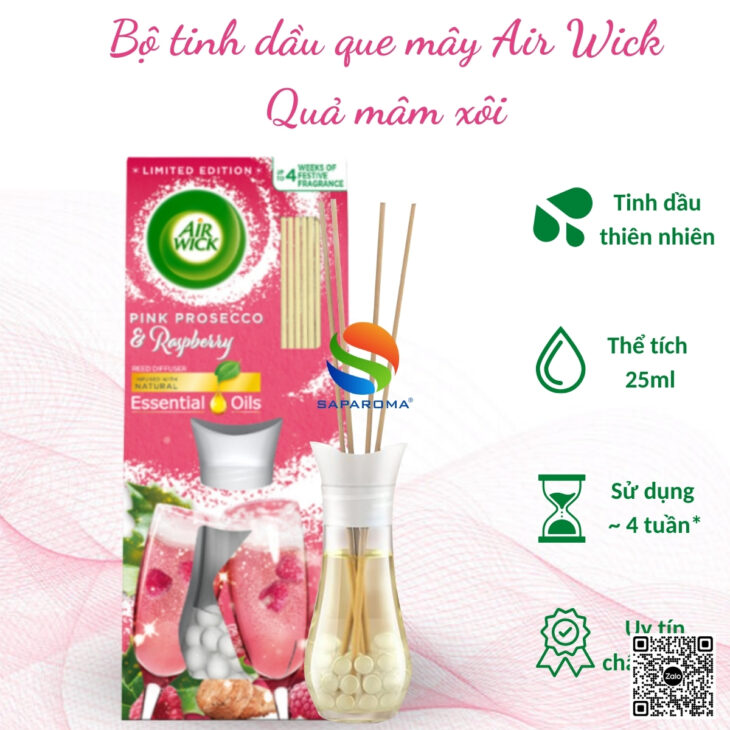 Tinh dầu khuếch tán que mây Air Wick 25ml, thơm phòng, thư giãn, nhập khẩu chính hãng Châu Âu