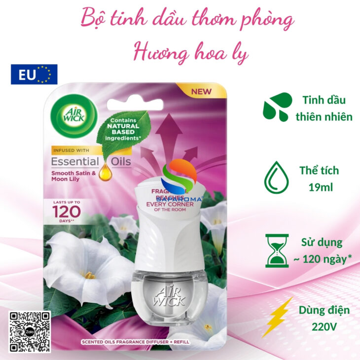 Bộ tinh dầu thơm phòng Air Wick 19ml, hỗ trợ khử mùi, thư giãn, giảm stress, nhập khẩu chính hãng
