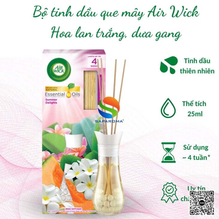 Tinh dầu khuếch tán que mây Air Wick 25ml, thơm phòng, thư giãn, nhập khẩu chính hãng Châu Âu