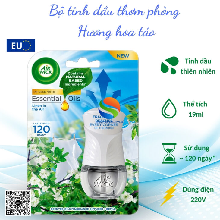 Bộ tinh dầu thơm phòng Air Wick 19ml, hỗ trợ khử mùi, thư giãn, giảm stress, nhập khẩu chính hãng